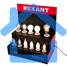 Демо-тестер акриловый для ФИЛАМЕНТА (AC 220V с шнуром питания 1.2 метра, с выключателем на корпусе, цоколи E14 x 6 шт.)