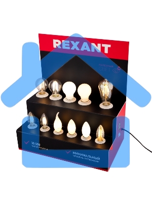 Демо-тестер акриловый для ФИЛАМЕНТА (AC 220V с шнуром питания 1.2 метра, с выключателем на корпусе, цоколи E14 x 6 шт.)