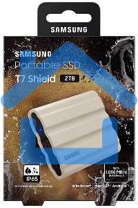 Внешний SSD Samsung T7 Shield, 2TB, USB 3.2 Gen 2 Type-C, R/W 1050/1000, бежевый
