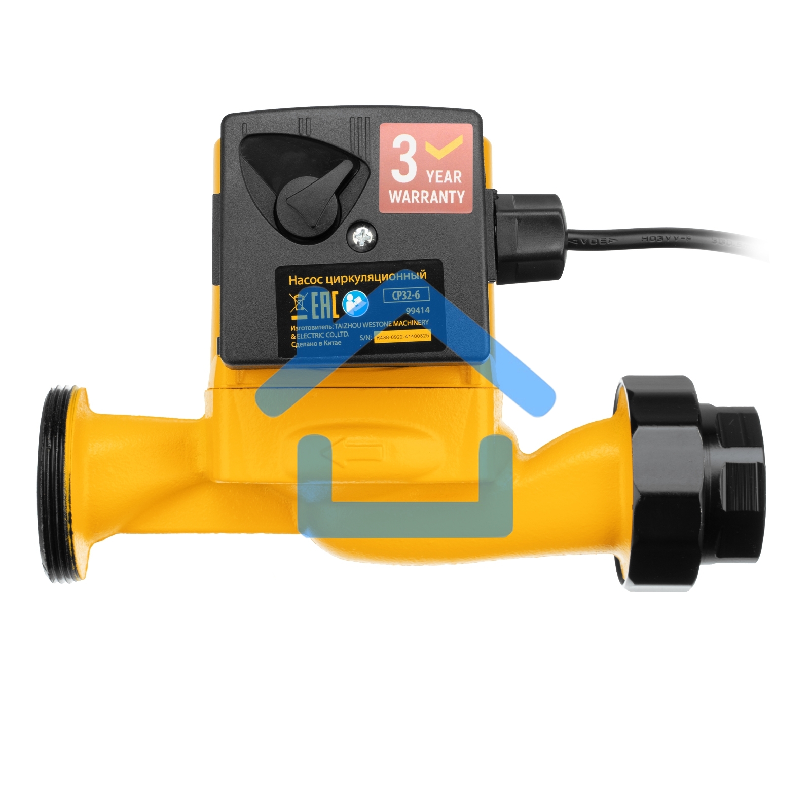 Циркуляционный насос CP32-6, напор 6 м, 70 л/мин, 1 м кабель, монт. длина 180 мм Denzel