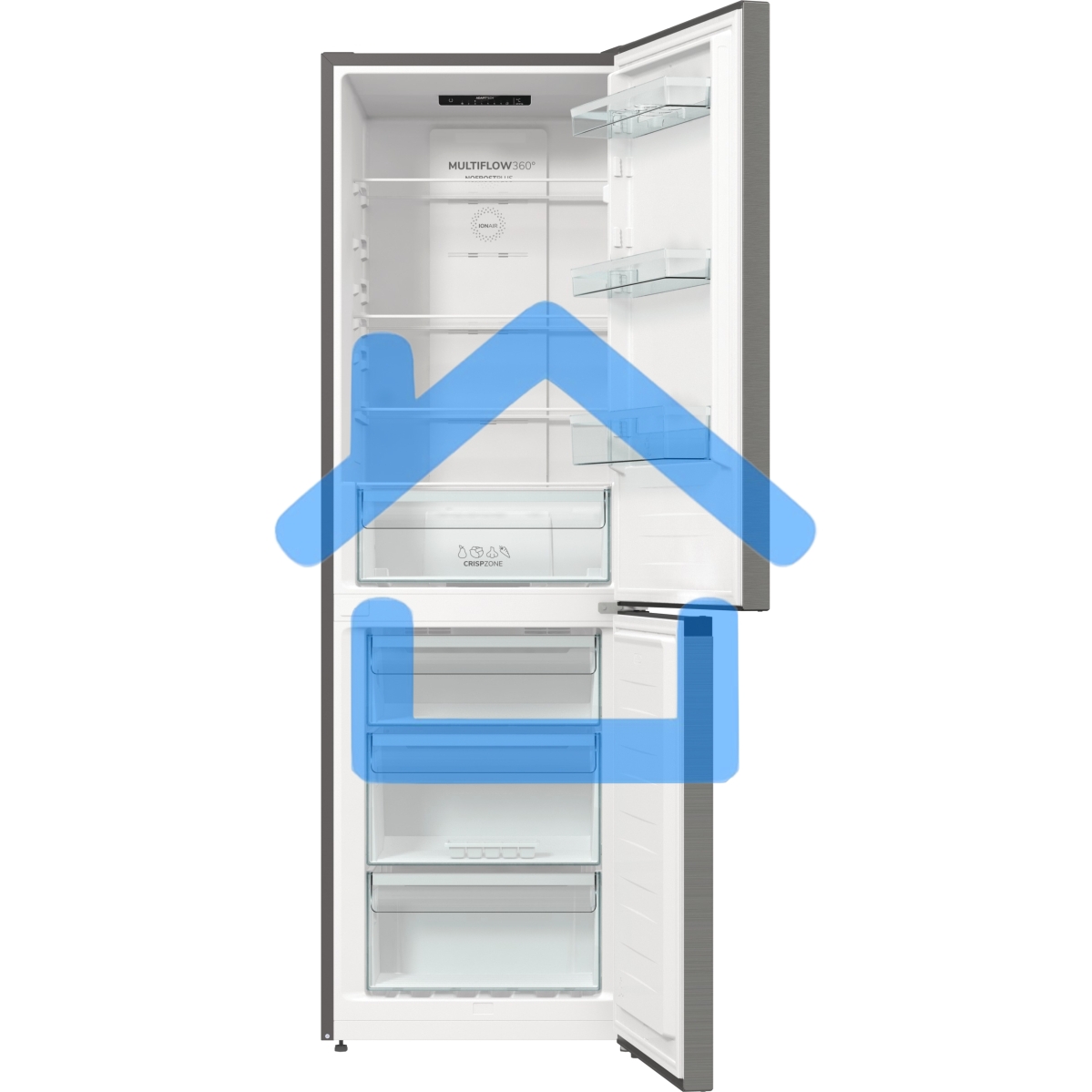 Холодильник Gorenje NRKE62XL серебристый металлик двухкамерный 203/99л морозилка снизу, No Frost