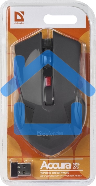 Мышь беспроводная Defender Accura MM-275 красный, 1600 dpi, радиоканал, USB, кнопки - 6