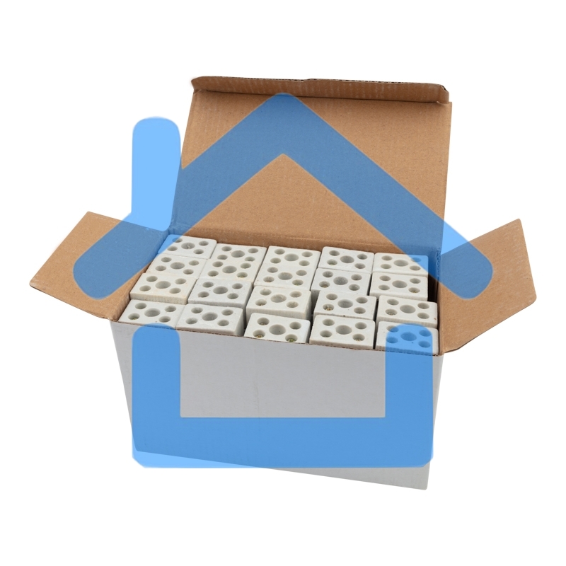 Клемма керамическая винтовая 10 мм² 2 пары контактов с крепежным отверстием (100 шт./уп.) Rexant