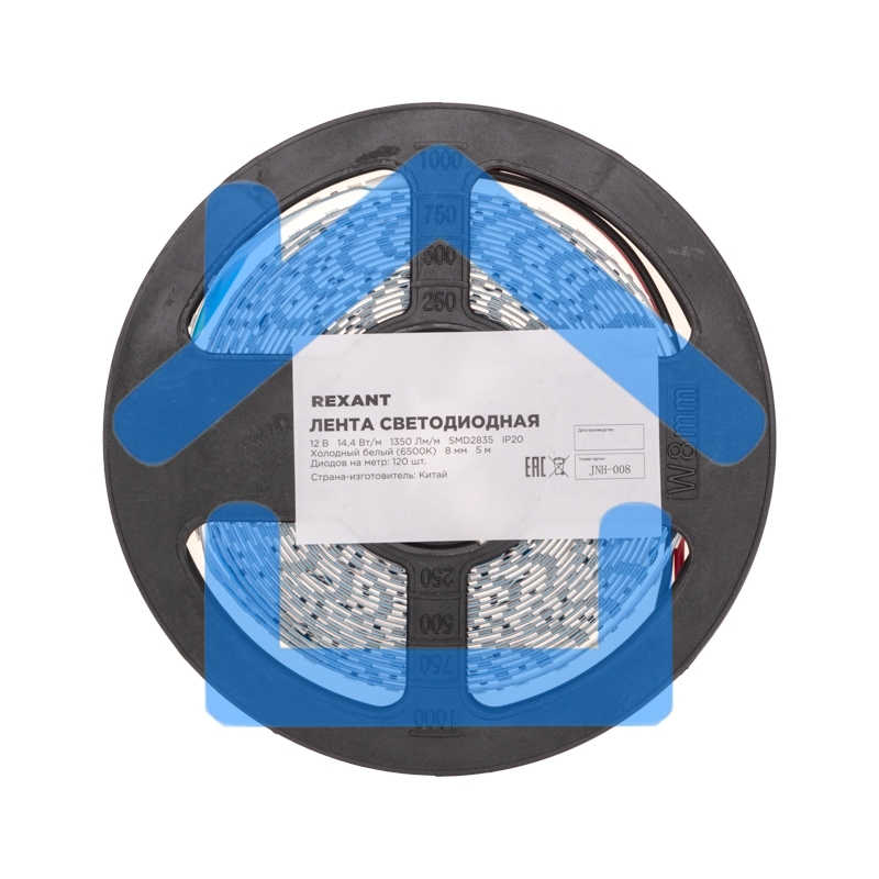 Лента светодиодная 12В, SMD2835, 14,4Вт/м, 120 LED/м, 6500K, 8мм, 5м, IP20 Rexant
