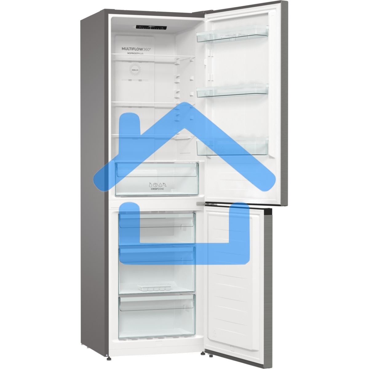 Холодильник Gorenje NRKE62XL серебристый металлик двухкамерный 203/99л морозилка снизу, No Frost
