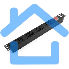 Блок Gembird EHB8-4, 1 вход С14/ 8 выходов C13, с защитой для 19