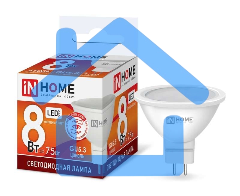 Лампа светодиодная LED-JCDR-VC 8Вт 230В GU5.3 6500К 720лм IN HOME 4690612024721