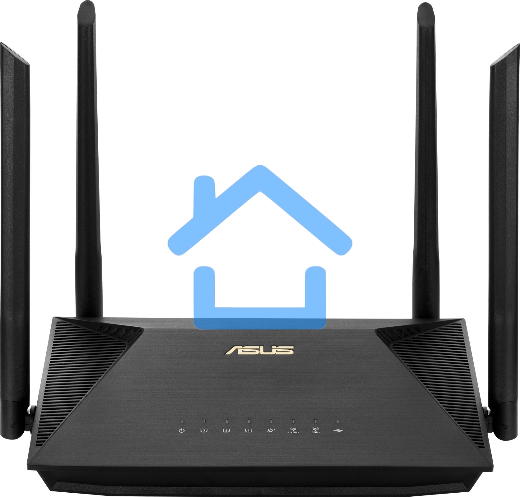 Роутер ASUS RT-AX53U802.11b/g/n/ac/ax, до 574 + 1201 Mbps, 2,4 + 5 гГц, 4 антенны, USB