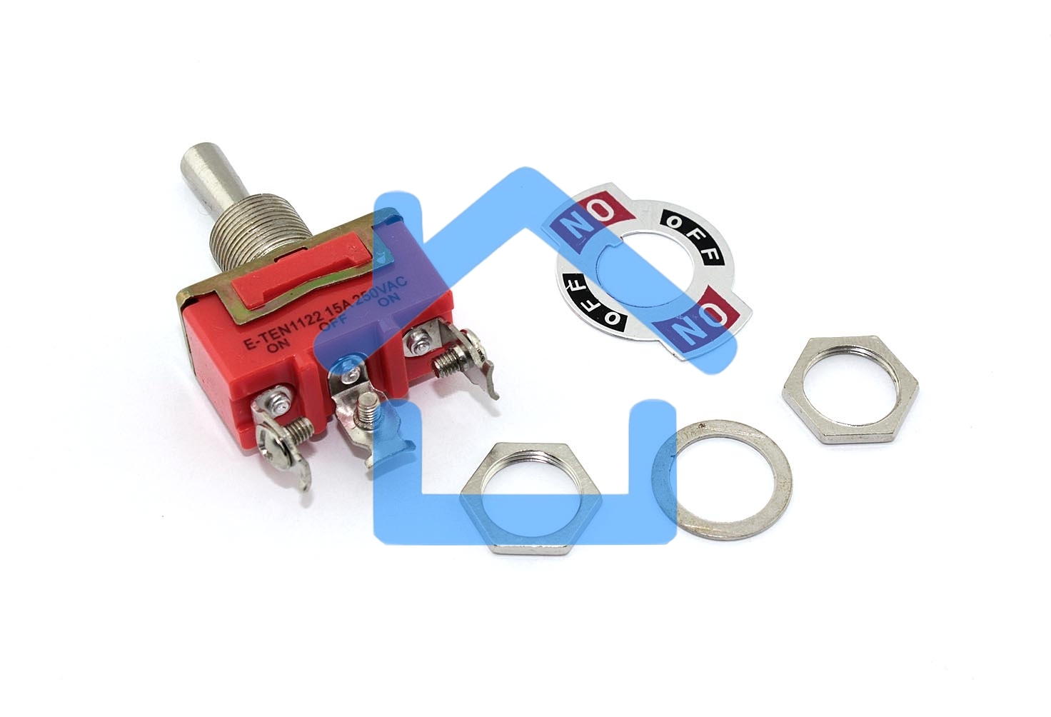 Тумблер E-TEN1122, 250V, 15А, 3 контакта, клеммы под винт, ON–OFF–ON
