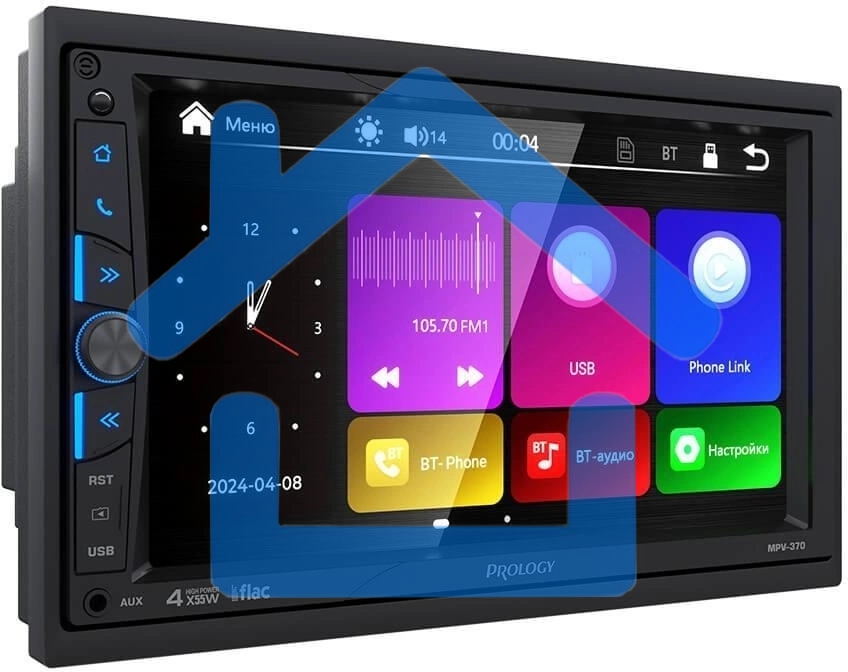 Автомагнитола Prology MPV-370 2DIN 4x55Вт v4.2 AUX 7