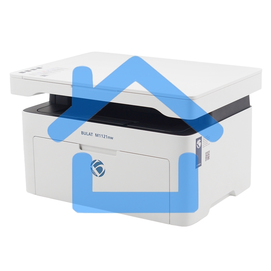 МФУ лазерное BULAT M1121nw, ((A4, лазерное МФУ, ч/б, печать/скан/копирование, 600dpi, 21ppm, 128Mb, процессор 1,2ГГц, сканирование 20 с/ лист А4, копирование до 21 стр/мин, вх. лоток 150л, вых. лоток 100л, бумага 70-120г/м2, белый корпус, USB/LAN/WiFi, на
