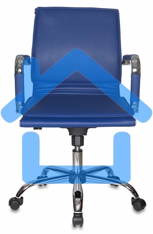 Кресло руководителя Бюрократ CH-993-Low/blue синий, низкая спинка, искусственная кожа, крестовина хромированная