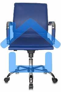 Кресло руководителя Бюрократ CH-993-Low/blue синий, низкая спинка, искусственная кожа, крестовина хромированная