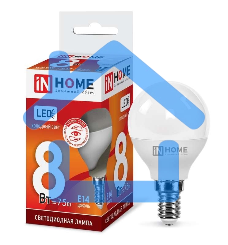 Лампа светодиодная LED-ШАР-VC 8Вт 230В E14 6500К 720лм IN HOME 4690612024882