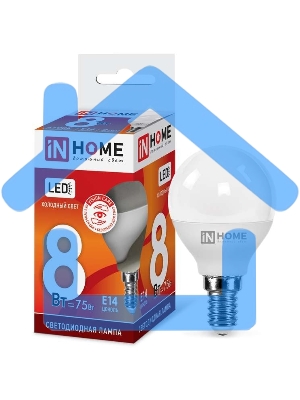 Лампа светодиодная LED-ШАР-VC 8Вт 230В E14 6500К 720лм IN HOME 4690612024882