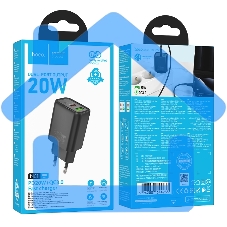 Зарядное устройство Hoco 20Вт, 3А, QC3.0/PD, 1xUSB, 1xType-C, N61, черный, коробка