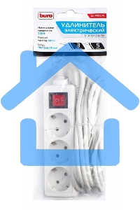 Сетевой удлинитель Buro BU-PS3.5/W 5м (3 розетки) белый (пакет ПЭ)
