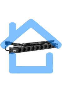 Блок 9 розеток DIN49440 (нем. cтанд.) 1U, шнур 2м вилка IEC 320 C14, профиль из ПВХ, черный PDU 9 розеток DIN49440 (нем. cтанд.) 1U, шнур 2м вилка IEC 320 C14, профиль из ПВХ, черный