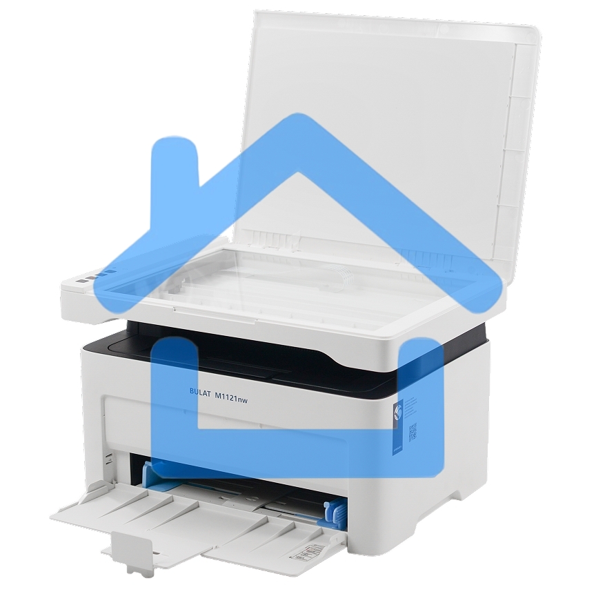 МФУ лазерное BULAT M1121nw, ((A4, лазерное МФУ, ч/б, печать/скан/копирование, 600dpi, 21ppm, 128Mb, процессор 1,2ГГц, сканирование 20 с/ лист А4, копирование до 21 стр/мин, вх. лоток 150л, вых. лоток 100л, бумага 70-120г/м2, белый корпус, USB/LAN/WiFi, на