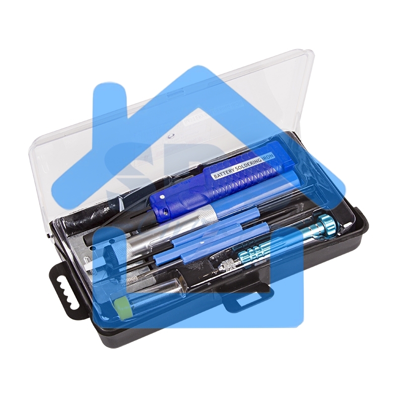 Набор для пайки Rexant (паяльник 8 Вт, оловоотсос, подставка, припой, отвертка, интрумент для монтажа)