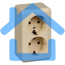 Розетка Schneider Electric 2-м ОП Этюд 16А с заземл. крем. SchE PA16-007K