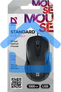 Мышь проводная Defender Standard MB-580 черный, 1000 dpi, USB, кнопки - 3