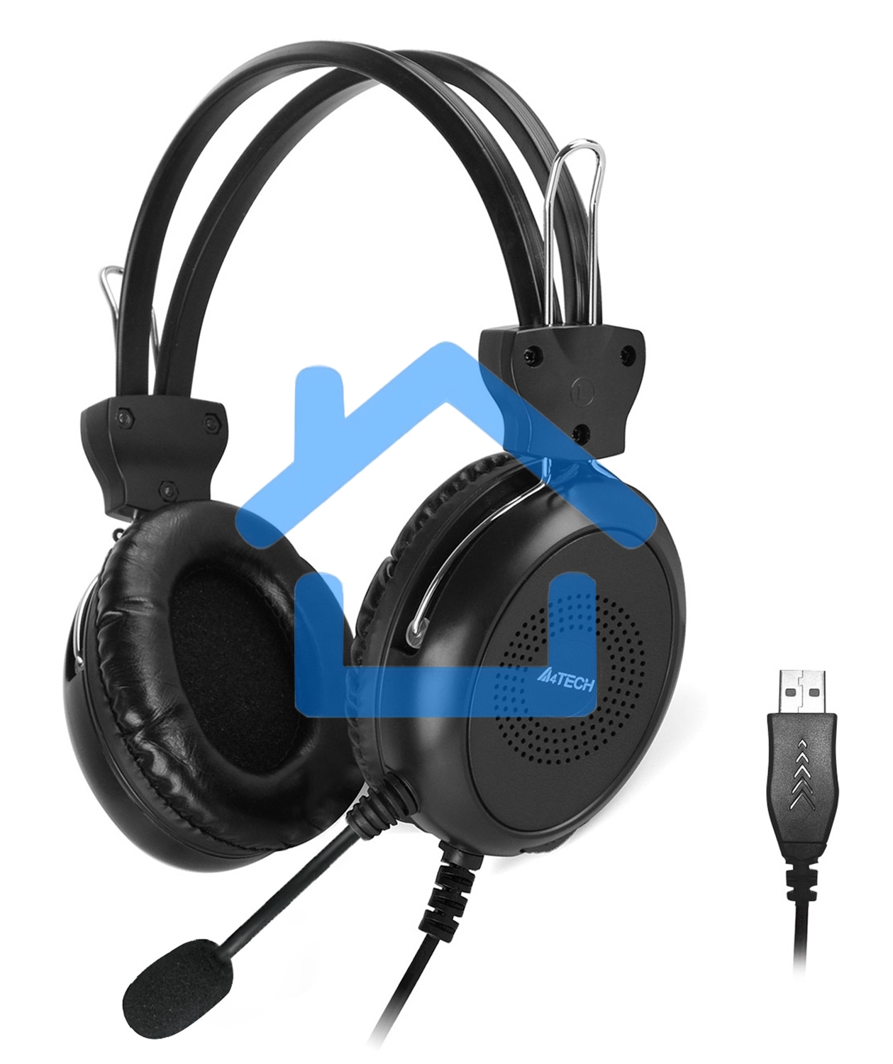 Наушники с микрофоном A4Tech HU-30 черный 2м накладные USB оголовье