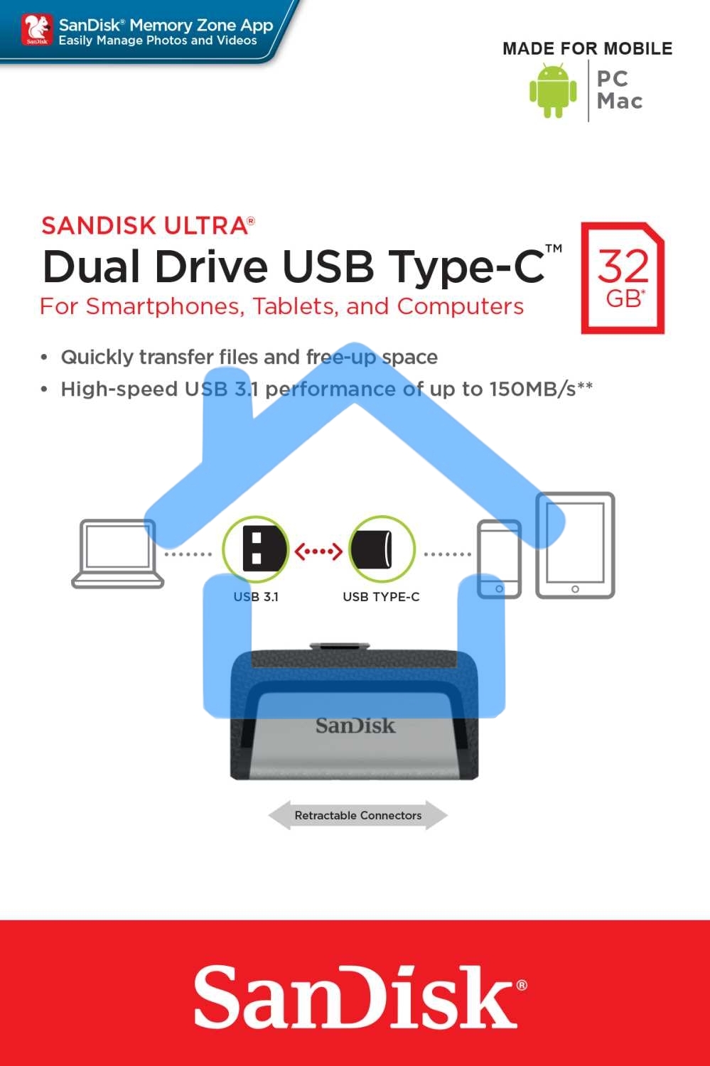 Флешка USB R/W Sandisk 32Gb Ultra Dual SDDDC2-032G-G46 USB3.0 серый/узор