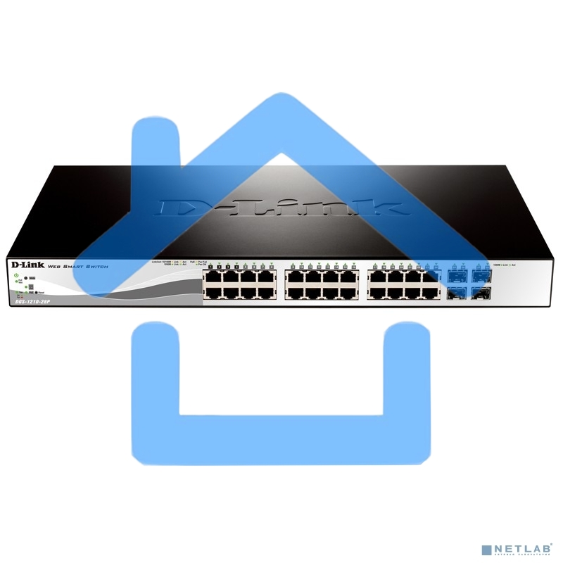 Коммутатор D-Link DGS-1210-28/ME/B1A PROJ Управляемый коммутатор 2 уровня с 24 портами 10/100/1000Base-T и 4 портами 1000Base-X SFP