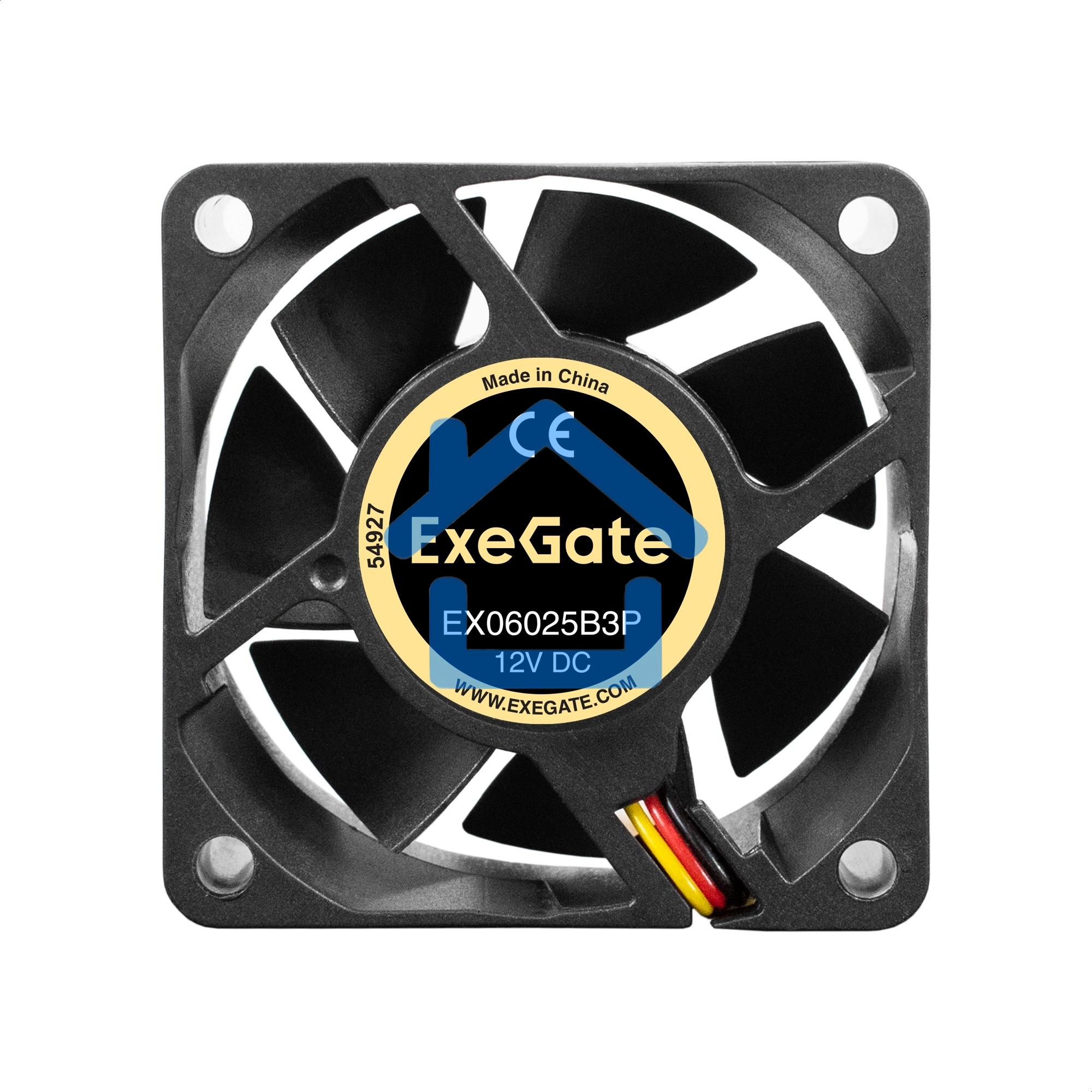 Вентилятор для корпуса ExeGate EX06025B3P черный, 60 мм, 3500 об/мин, 25 дБ, 3 pin