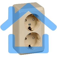 Розетка 2-м ОП Этюд 16А защ. шторки с заземл. крем SchE PA16-008K