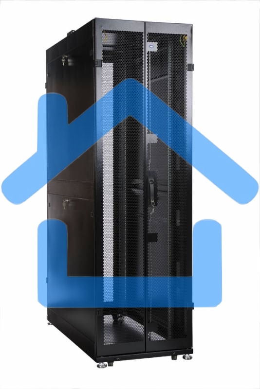 Шкаф серв. ПРОФ нап. 42U (600x1000) дверь перфорированная 2 шт., цвет черный, в сборе (ШТК-СП-42.6.10-44АА-9005) (1 коробка)