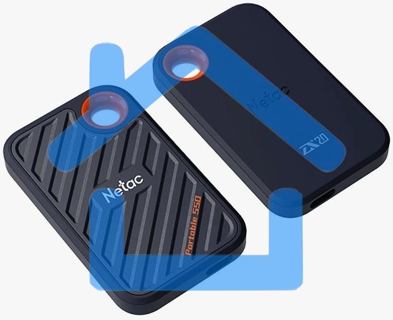 Внешний SSD Netac ZX20, 1TB, USB 3.2 Gen 2x2 Type-C, R/W 2000/1800, черный