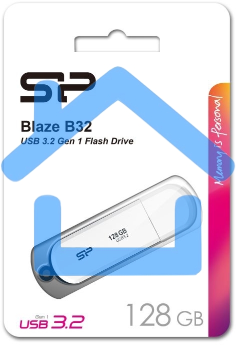 Флешка USB R/W 128 Gb Silicon Power Blaze B32, USB 3.2, белый