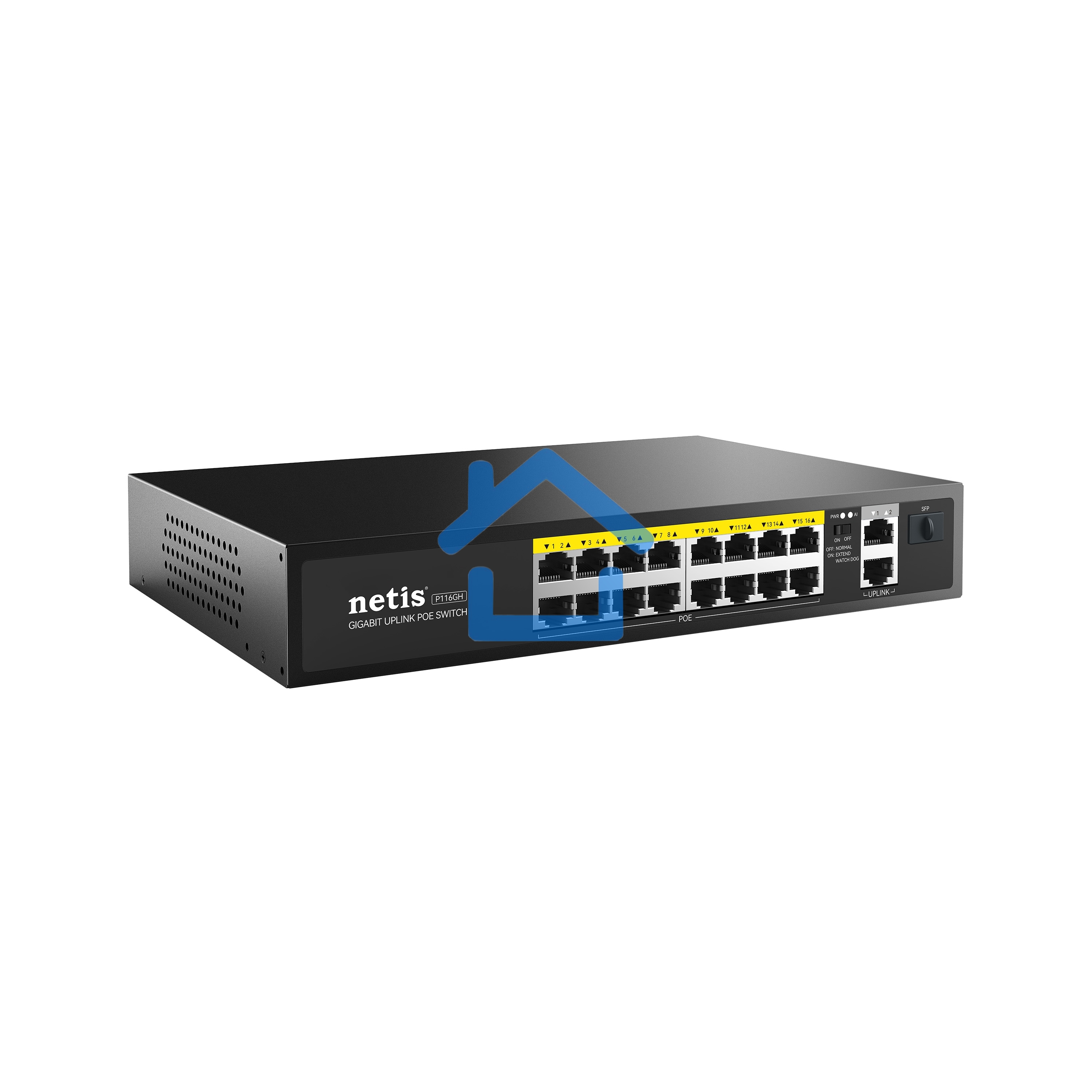 Коммутатор NETIS 16PORT 10/100M 16POE+2XGE+SFP P116GH