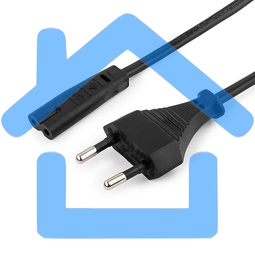 Кабель питания для ноутбуков, аудио/видео техники Gembird PC-184/2-0.5М, 0.5м, 2-pin, черный, пакет