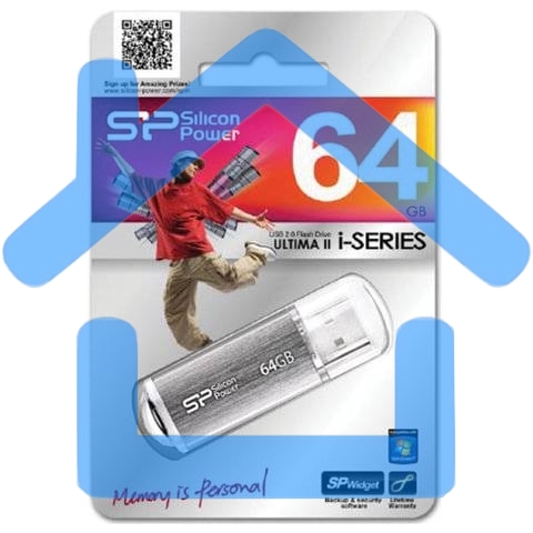 Флешка USB Silicon Power USB 64 Gb Ultima II SP064 GbUF2M01V1S USB 2.0, Silver