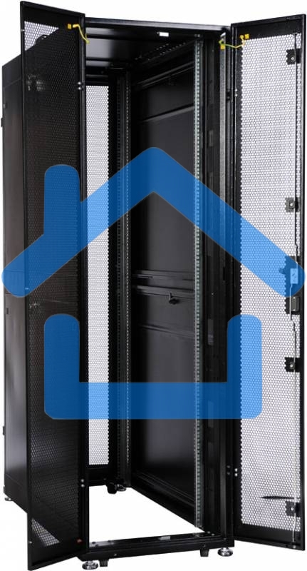 Шкаф серв. ПРОФ нап. 42U (600x1000) дверь перфорированная 2 шт., цвет черный, в сборе (ШТК-СП-42.6.10-44АА-9005) (1 коробка)