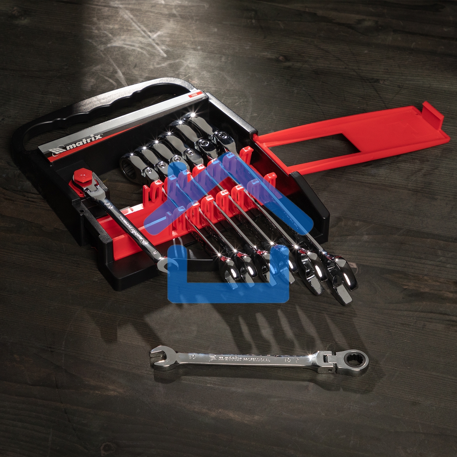 Набор ключей Matrix комбинированных, трещоточных шарнирных 8шт