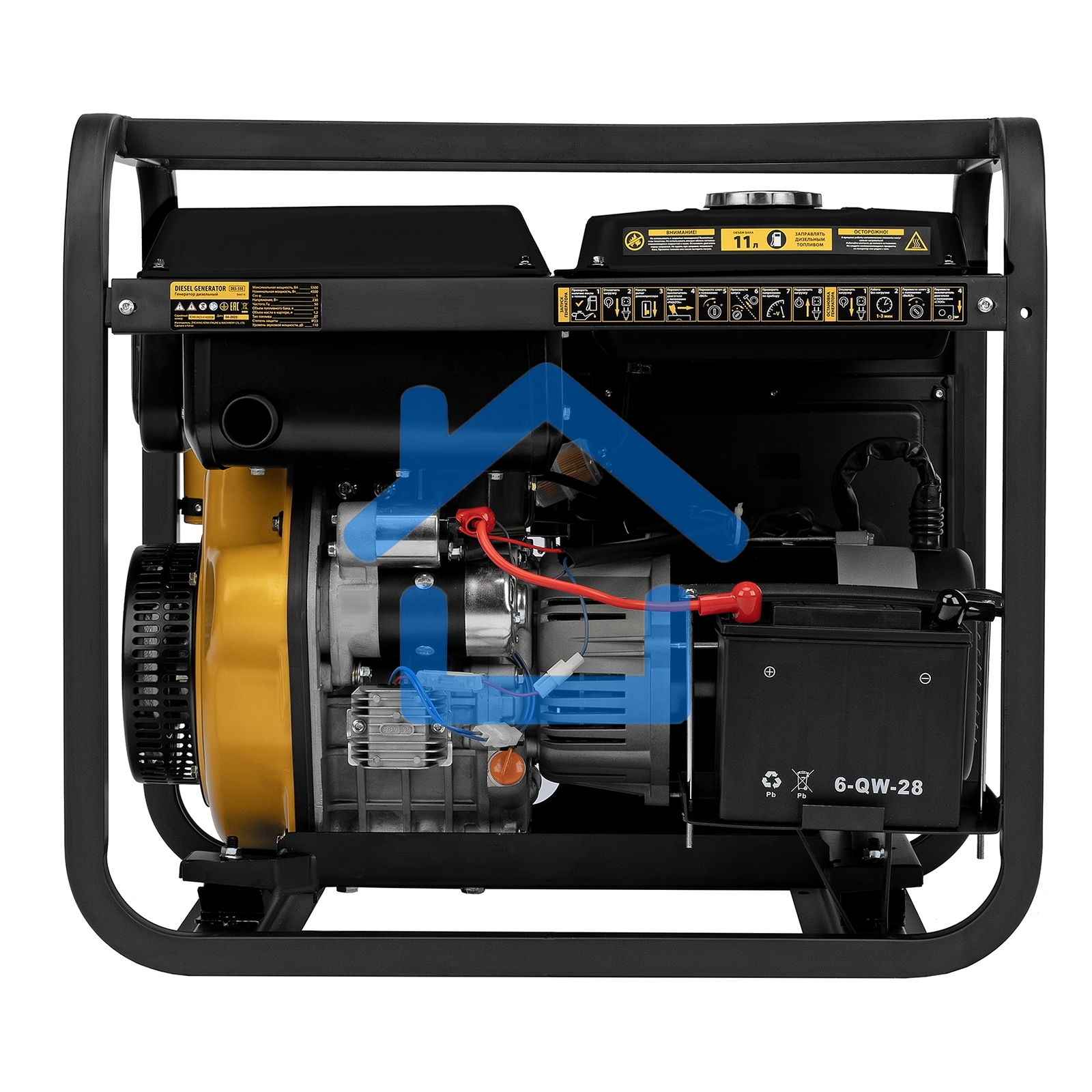 Электрогенератор дизельный Denzel DES-55E, 5.5 кВт, 110 дБ, 108.4 кг