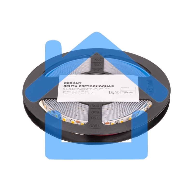 Лента светодиодная 12В, SMD2835, 14,4Вт/м, 120 LED/м, 3000K, 8мм, 5м, IP20 Rexant