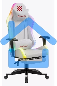 Кресло игровое Defender Watcher белый, подсветка, полиуретан