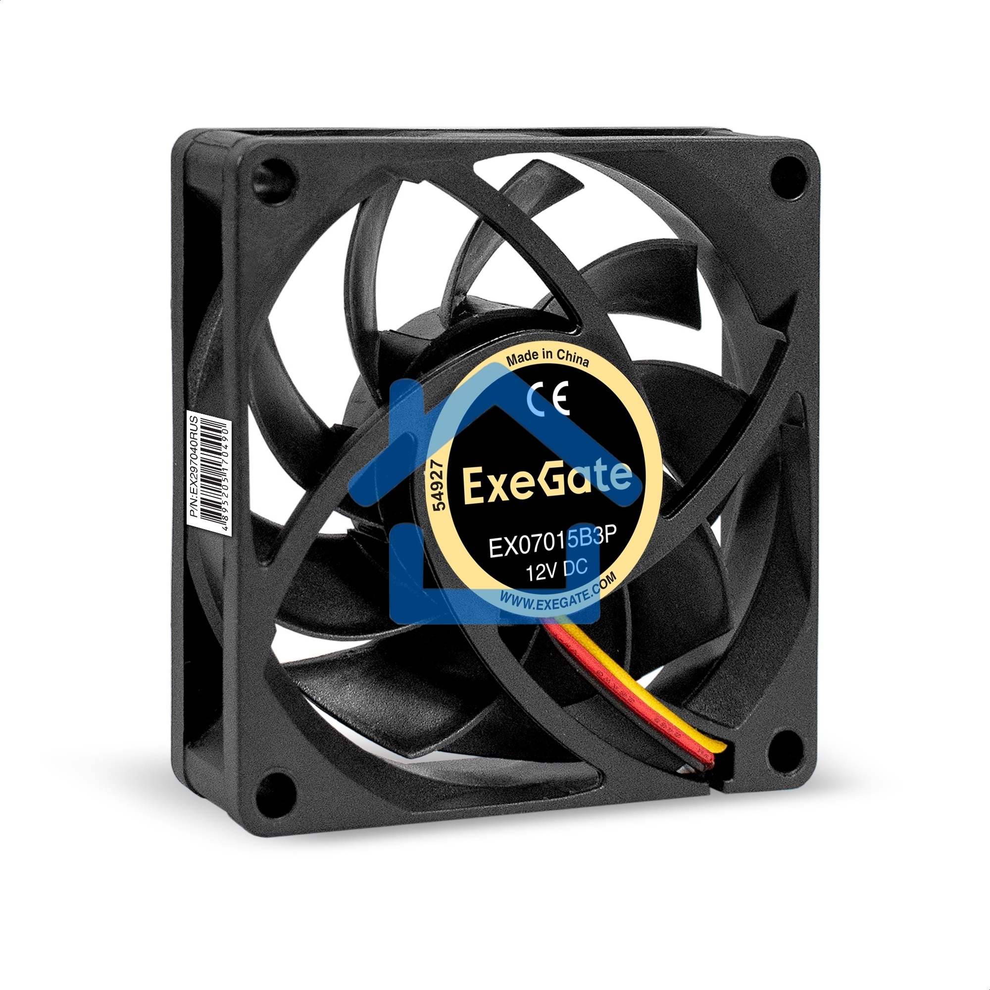 Вентилятор для корпуса ExeGate EX07015B3P черный, 70 мм, 3000 об/мин, 27 дБ, 3 pin