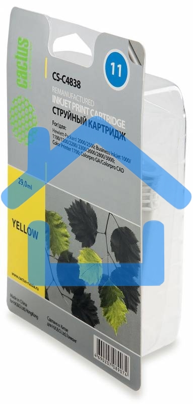 Картридж струйный Cactus CS-C4838 желтый (29 мл) для №11 HP 2000/2500/1000/1100/1200