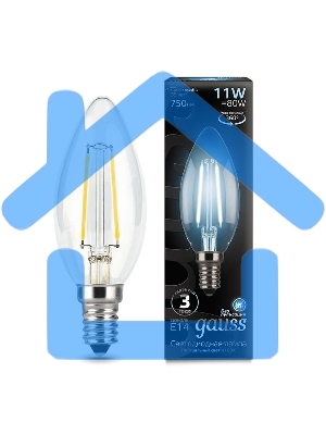 Лампа светодиодная филаментная Gauss Black Filament 11Вт свеча 4100К E14