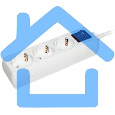 Сетевой удлинитель IEK У03К, выкл. 3 места, 2 Р + P Е / 5 метров, 3х1мм2, 16А/250, белый