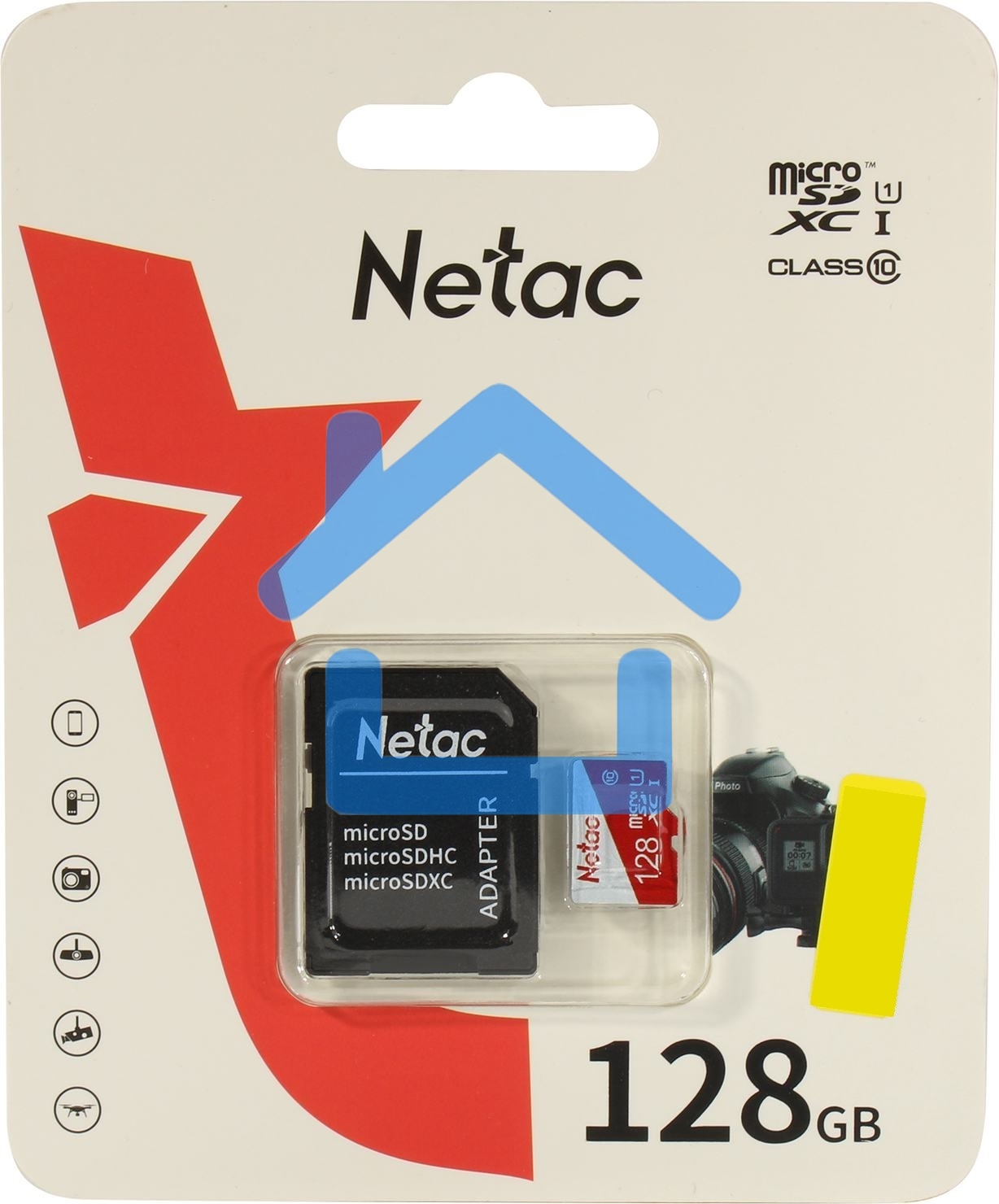 Карта памяти Netac P500 ECO 128Gb MicroSDXC U1/C10 up to 80MB/s, retail pack with SD Adapter