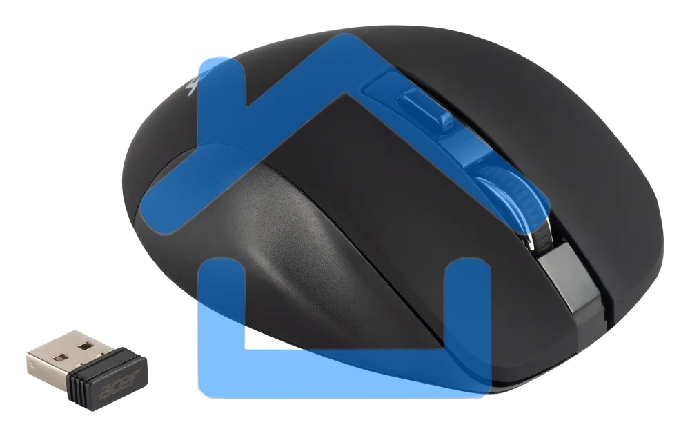 Мышь беспроводная Acer OMR140 черный, 1600 dpi, радиоканал, USB, кнопки - 6