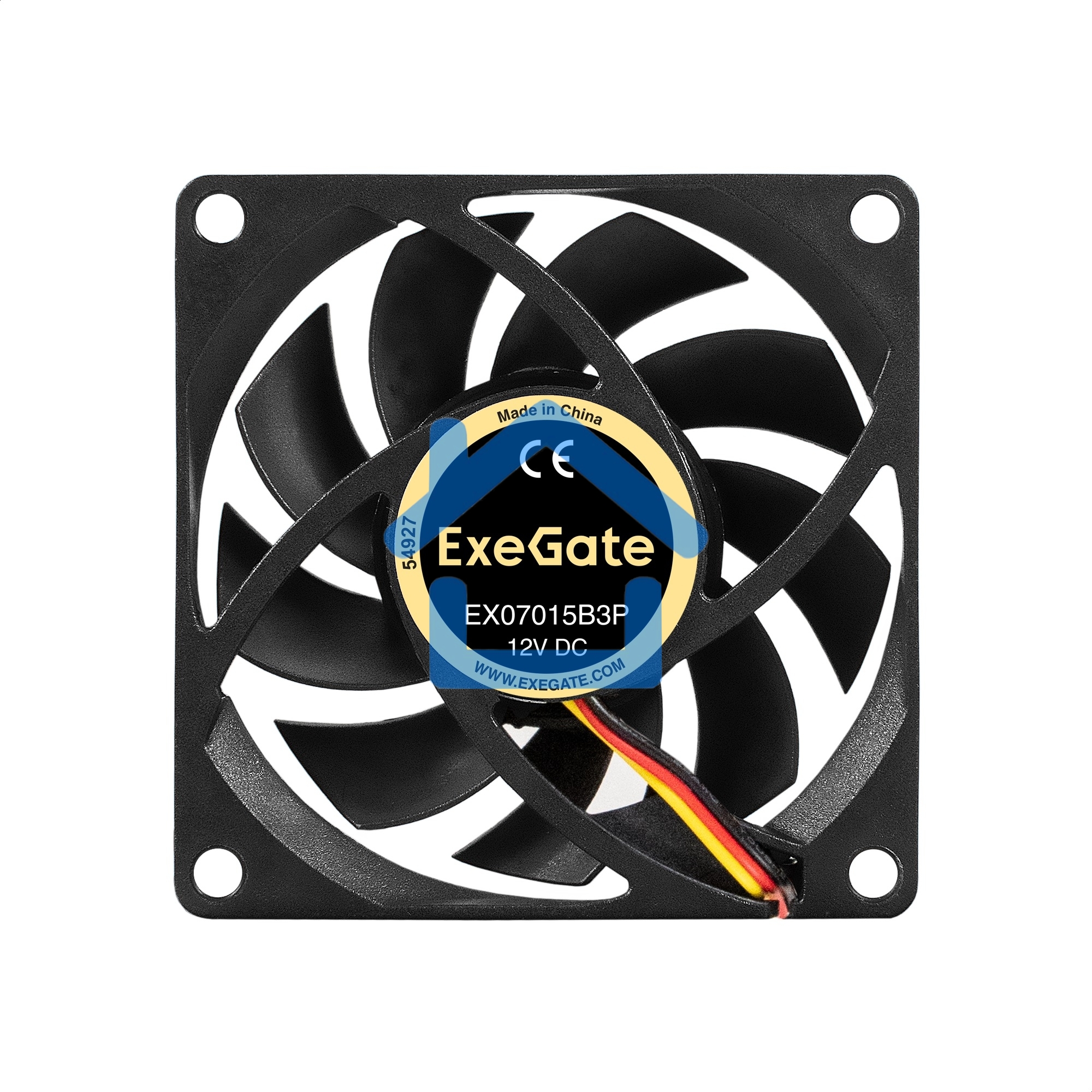 Вентилятор для корпуса ExeGate EX07015B3P черный, 70 мм, 3000 об/мин, 27 дБ, 3 pin