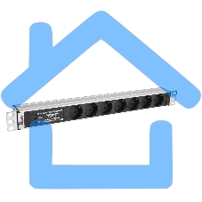 Блок розеток Rem-10 без шнура с фил. и инд., 7 Schuko, вход IEC 60320 C14, 10A, алюм., 19